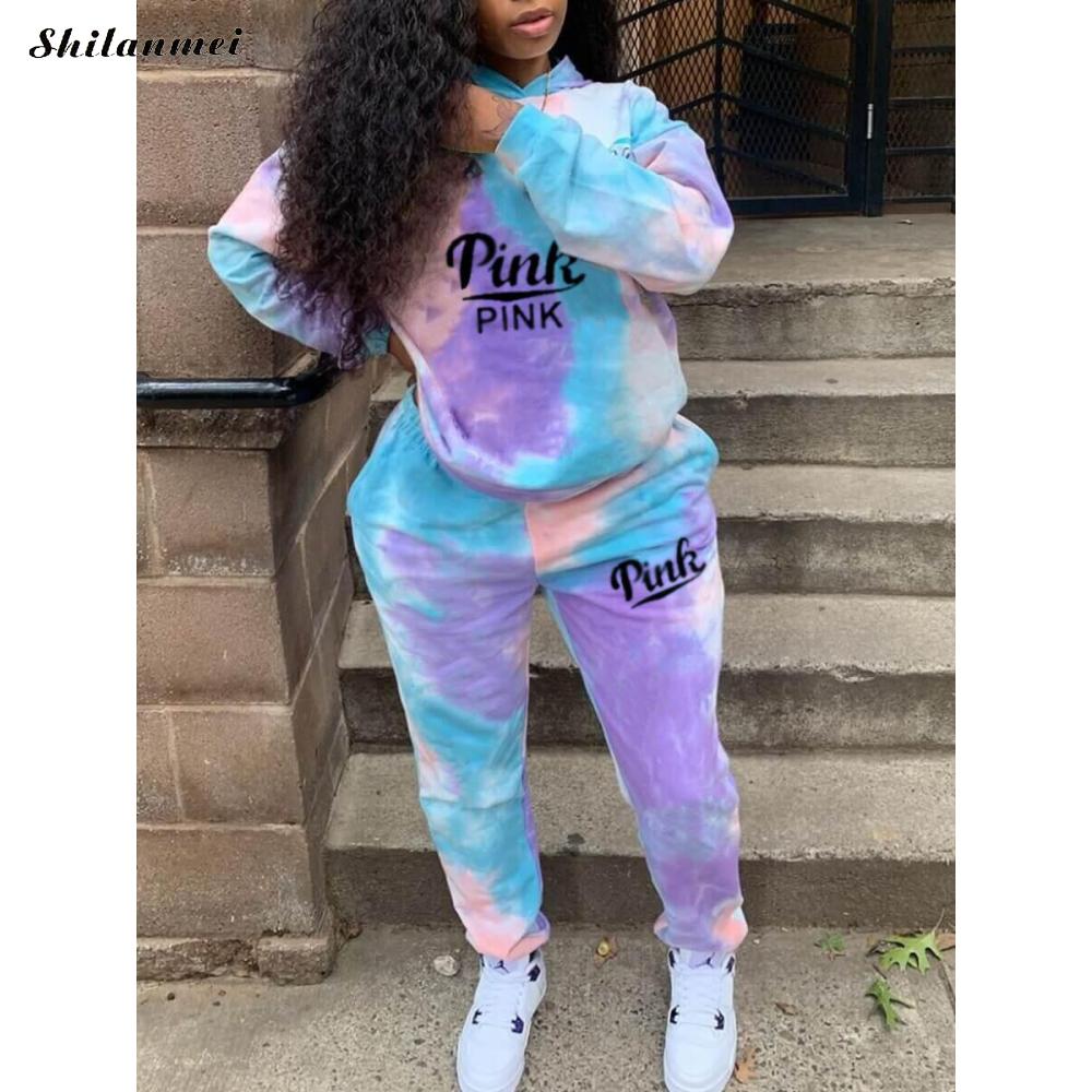 Pink Tie Dye 2pc Tracksuits Suits