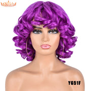 Short Curly Afro Wig with Bangs High Temperature Fiber