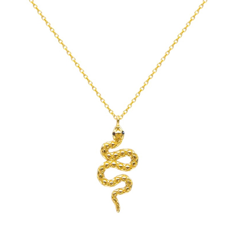 100% Sterling Silver Snake Pendant Necklace