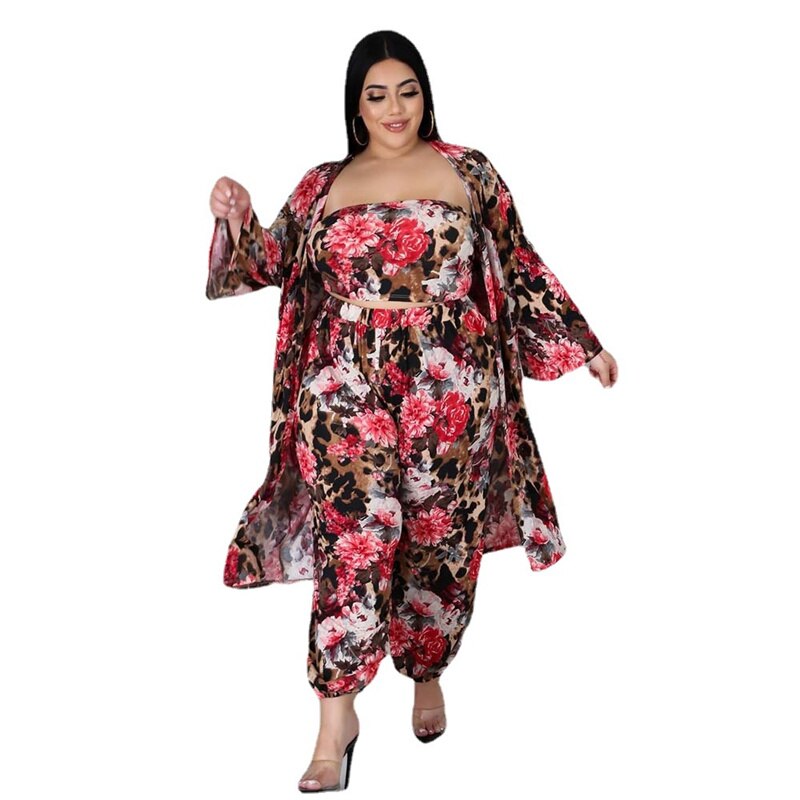 Three Piece Floral Pants Suit