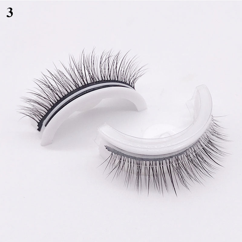 1pair Self-adhesive False Eyelashes Glue Free 3d Strip