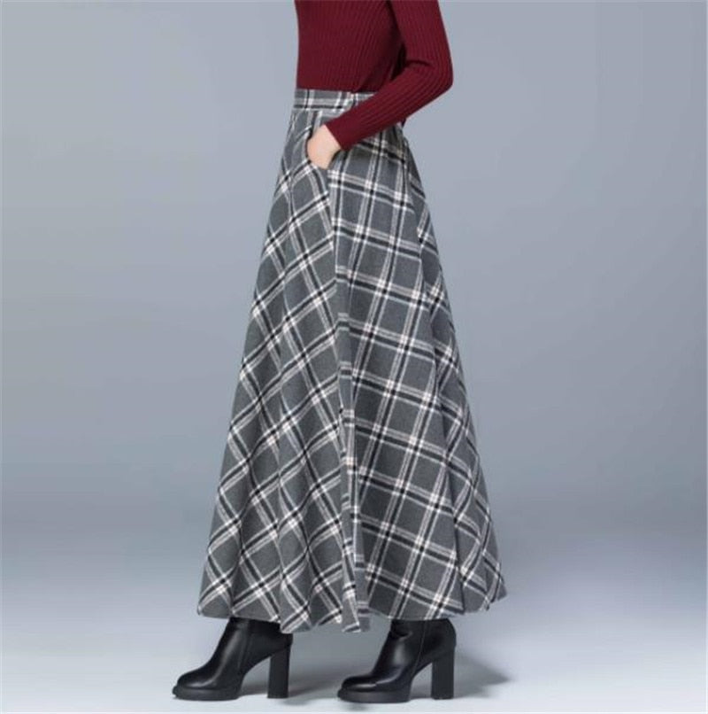 High Waist Wool Maxi Skirts