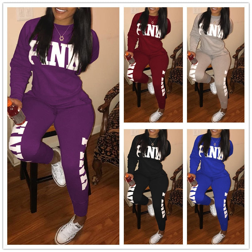 Two Piece Pink Big Letters Tracksuit