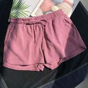 Solid Drawstring Loose Pajama Shorts