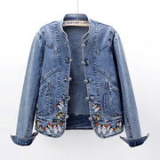 Embroidered Stretch Denim Jacket