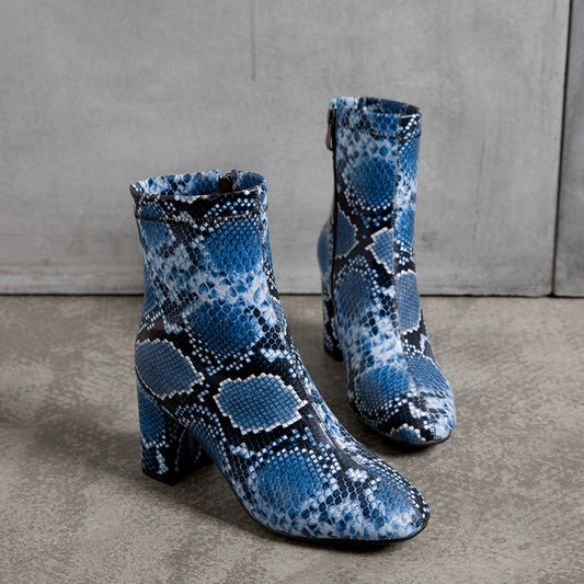 Snake Print Ankle Boots