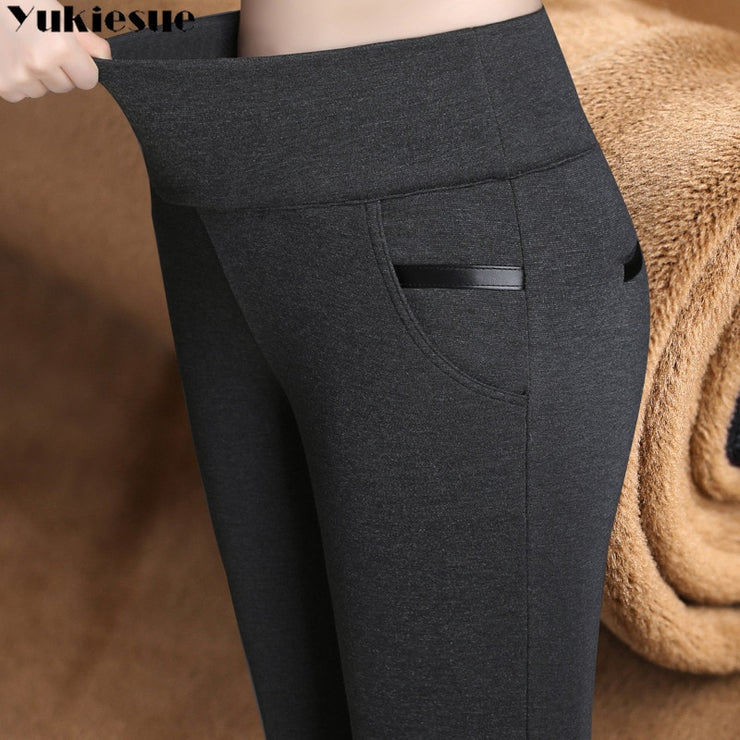 Velvet Elastic Waist Casual Pants