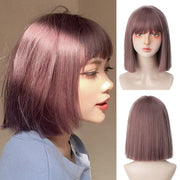 Synthetic Shoulder Length Bob Wig with Bangs