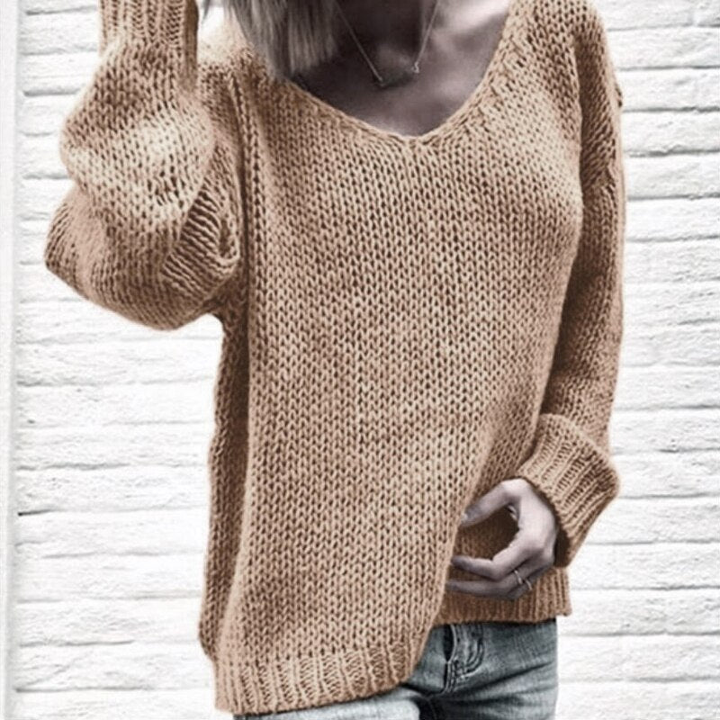 V-neck Knitted Loose Sweater