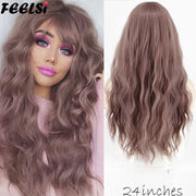 FEELSI Synthetic Pure Long Water Wave Halloween Wig