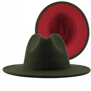 Wide Brim Unisex Patchwork Wool Felt Fedora