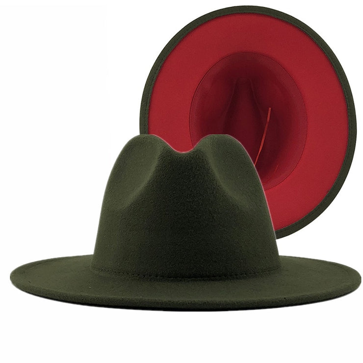 Wide Brim Unisex Patchwork Wool Felt Fedora