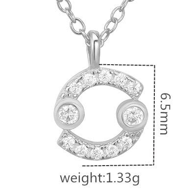 100% Sterling Silver 12 Star Zodiac Sign Pendant Necklaces