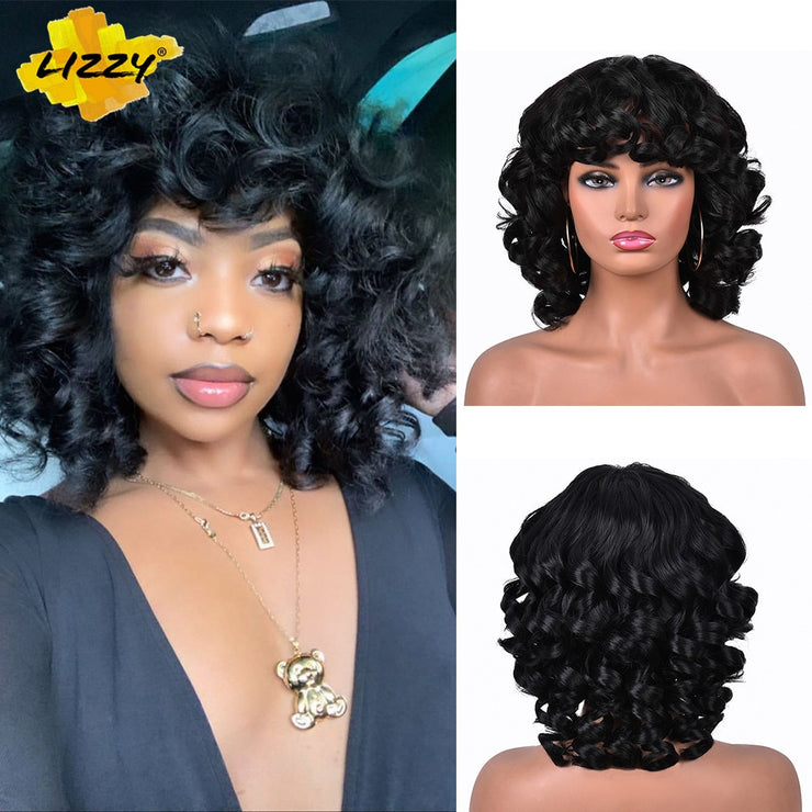 Short Synthetic Fluffy Shoulder Length Wigs