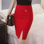 Low Split High Waist Stretch Office Skirts