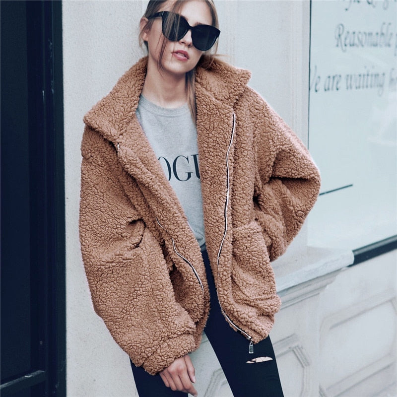 Zip Teddy Fur Coat