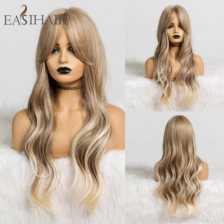 EASIHAIR Long Wavy Blonde Heat Resistant Synthetic Wigs