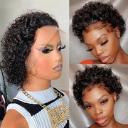 Short Human Hair Curly Lace Front Wigs