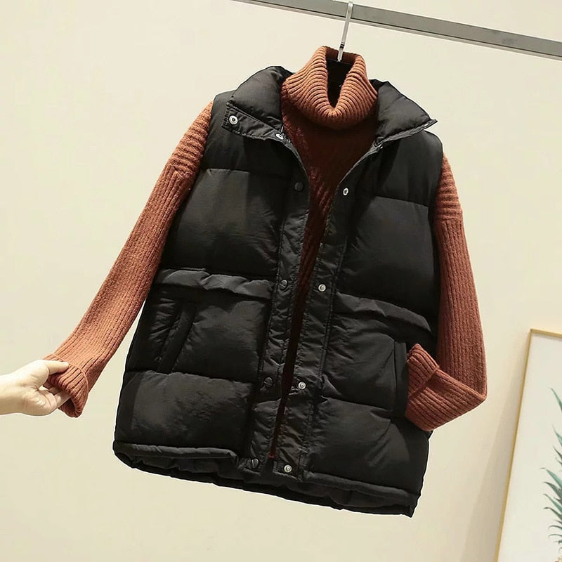 Mandarin Collar Padded Vest