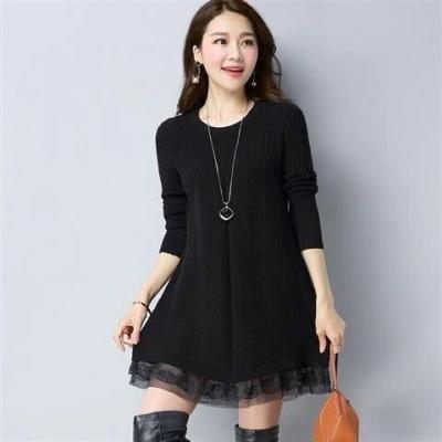 Lace Stitching Sweater Dress