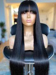 100% Fringe Human Hair Remy Bone Straight Wigs