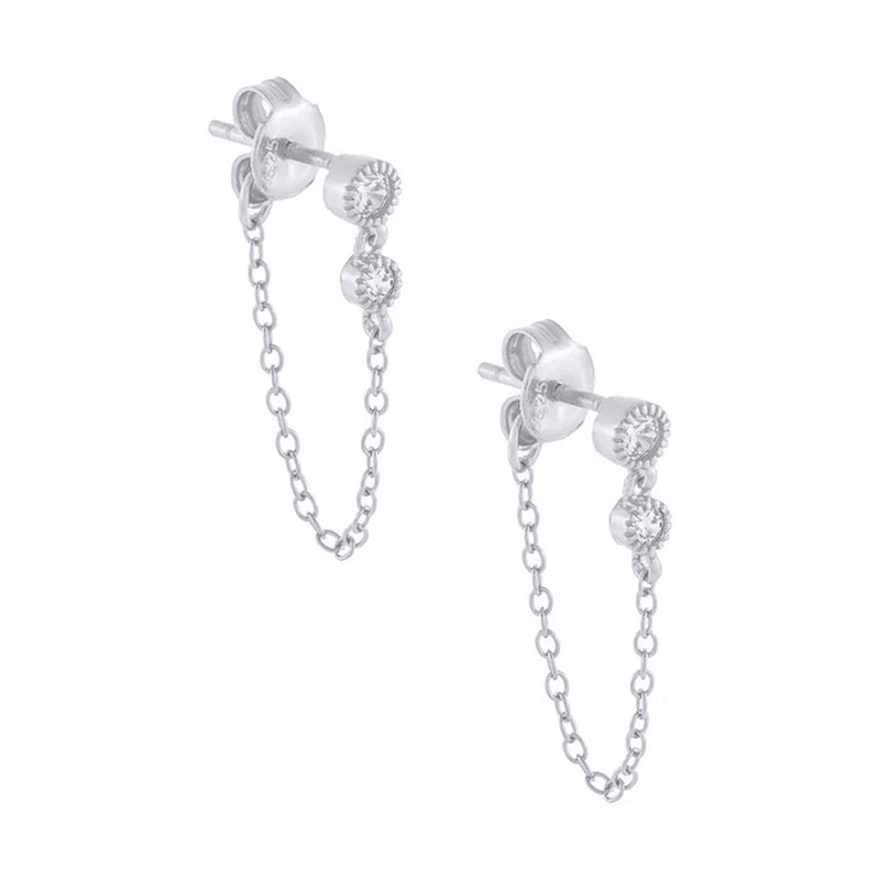 CANNER  100% Sterling Silver Chain Stud Earrings