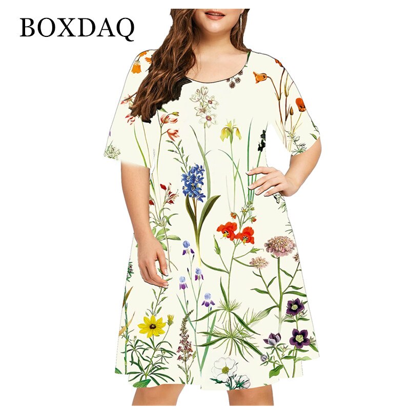 Bohemian O-Neck Short Sleeve Mini Dress