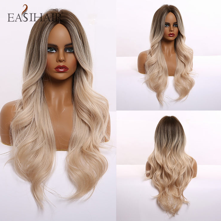 EASIHAIR Long Wavy Blonde Heat Resistant Synthetic Wigs