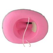 Western Style Cowgirl Pink Feather Brim Fedora