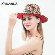 Leopard Print Wool Felt Fedora Hats