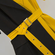 Black Yellow Patchwork Miniskirts