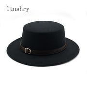 Flat Top Belt Buckle Decorated ladies Fedora