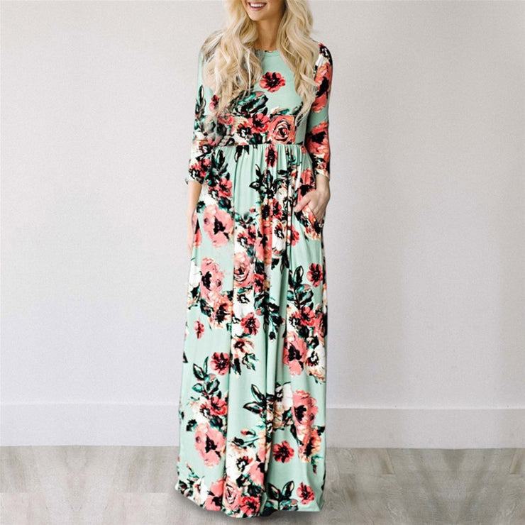 Floral Print Long Maxi Dresses