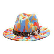 Leopard Print Wool Felt Fedora Hats