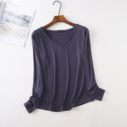 Long Sleeve V Neck Stretch T Shirt