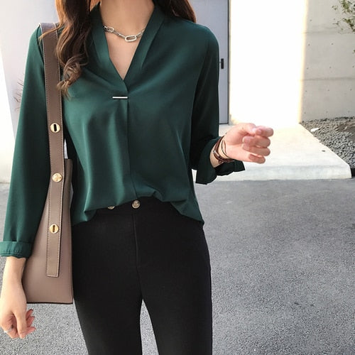 Long Sleeve Chiffon Blouses