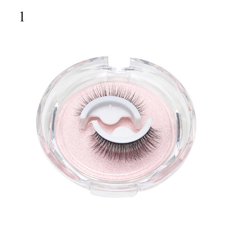 1pair Self-adhesive False Eyelashes Glue Free 3d Strip