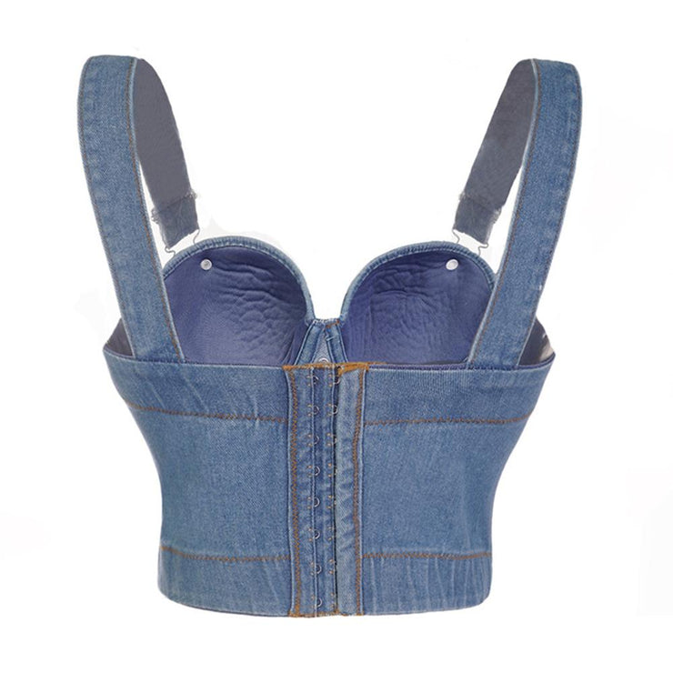 SXTHAENOO Denim Bustier Bra