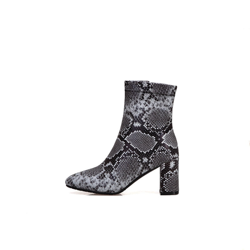 Snake Print Ankle Boots