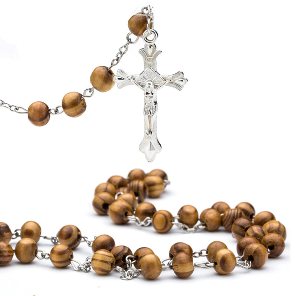 Rosary Wood Beads Necklaces