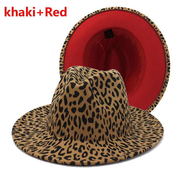 Leopard Print Wool Felt Fedora Hats