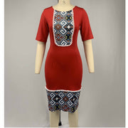 Dashiki Short Sleeve Bodycon Pencil Dress