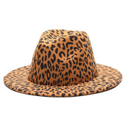 Leopard Print Wool Felt Fedora Hats