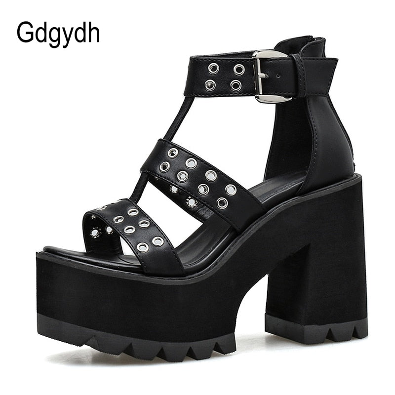 Gladiator Rock Style Block Heels