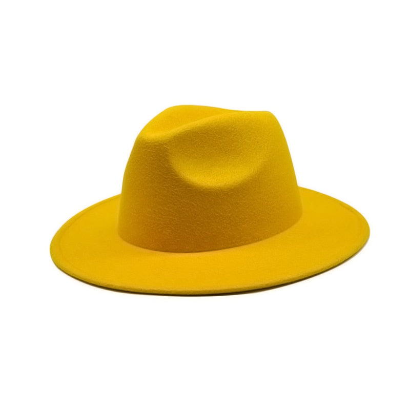 Unisex Solid Color Big Brim Fedoras