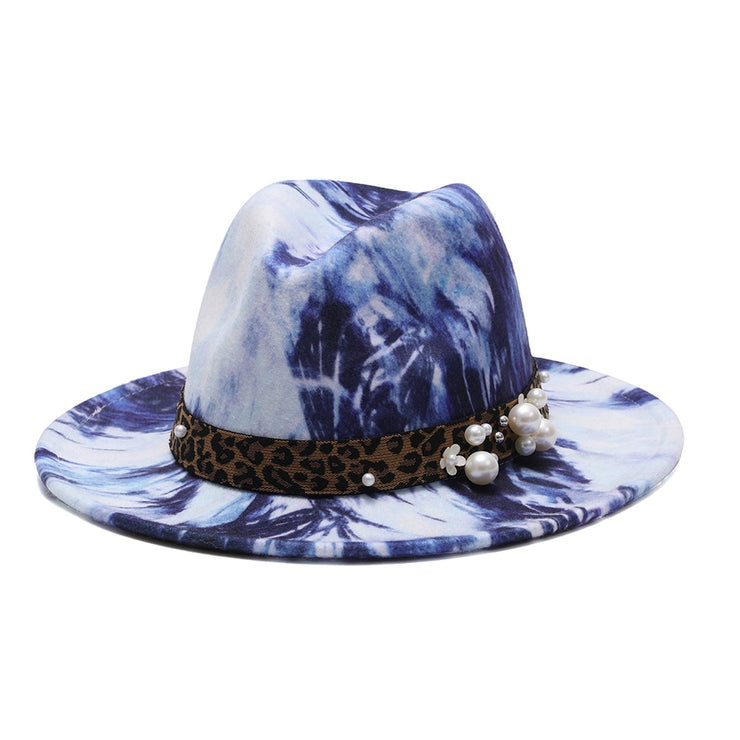 Leopard Print Wool Felt Fedora Hats