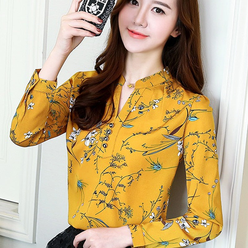 Autumn  Floral Print Blouse