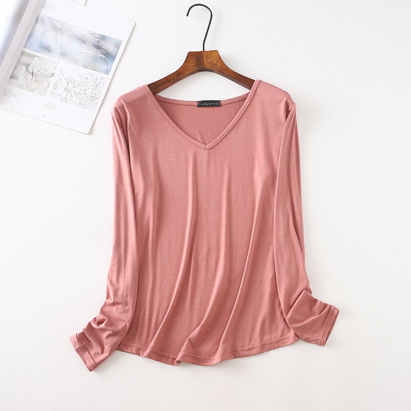 Long Sleeve V Neck Stretch T Shirt