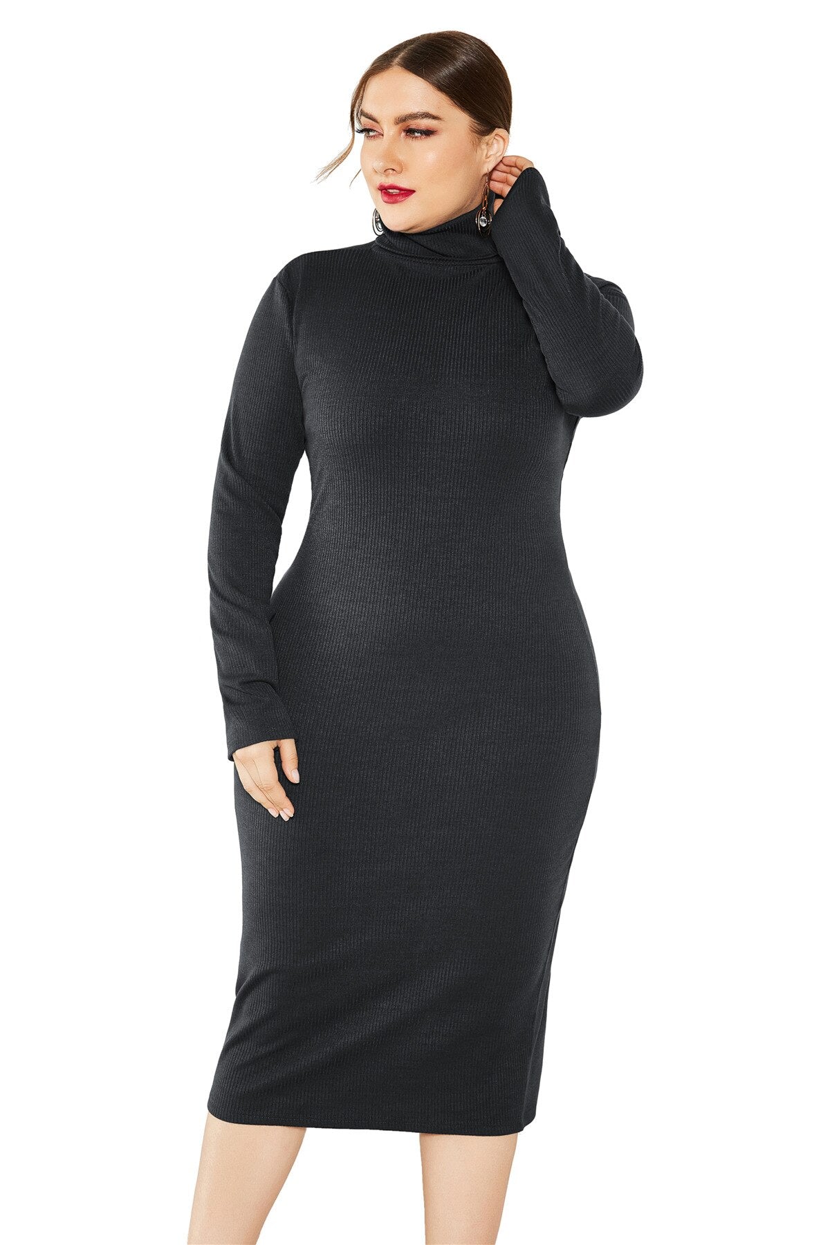 Knitted Turtleneck Bodycon Sweater Dresses