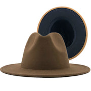 Wide Brim Unisex Patchwork Wool Felt Fedora